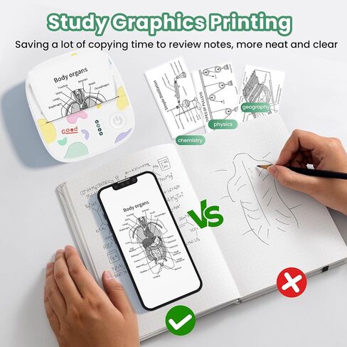 Mini Sticker Printer Print Pod Portable Thermal Inkless Sticker Maker Bluetooth Pocket Mini Photo Printer Instant Print for School Office Home for Study Note, Journal, DIY, Gift in Kuwait