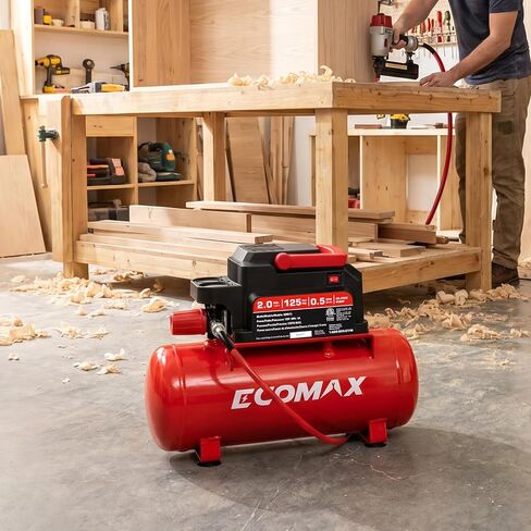 ECOMAX Air Compressor, 2 Gallon Portable Air Compressor 125 PSI Oil-Free Light Weight with 10 PCS Accessory Kit in Kuwait