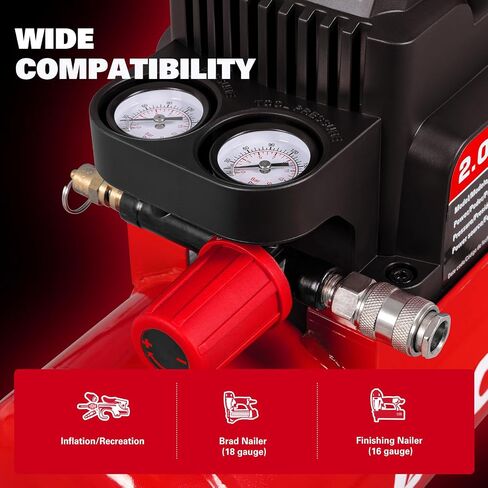 ECOMAX Air Compressor, 2 Gallon Portable Air Compressor 125 PSI Oil-Free Light Weight with 10 PCS Accessory Kit in Kuwait