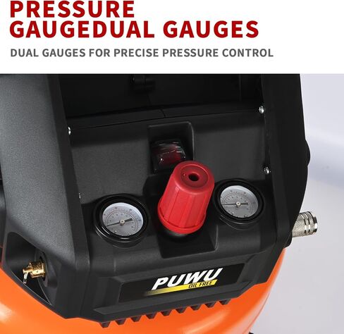 6-Gallon 2HP Oil-Free Air Compressor, 150 PSI, Portable Quiet Pancake Style with Dual Pressure Gauges, Safety Valve & Maintenance-Free Pump for Home, Garage & Workshop in Kuwait