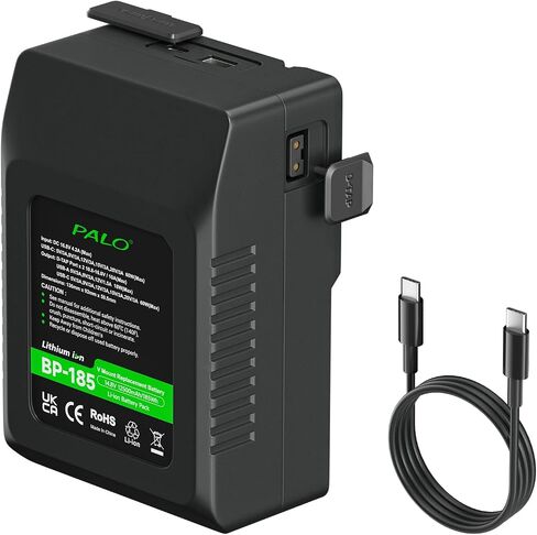 185Wh V Mount Battery 12500mAh V Lock Battery Support PD 60W Fast Charging with USB-C, D-TAP, USB-A, AC Output Port for Video Broadcast Camera Camcorder Monitor Video Light in Kuwait