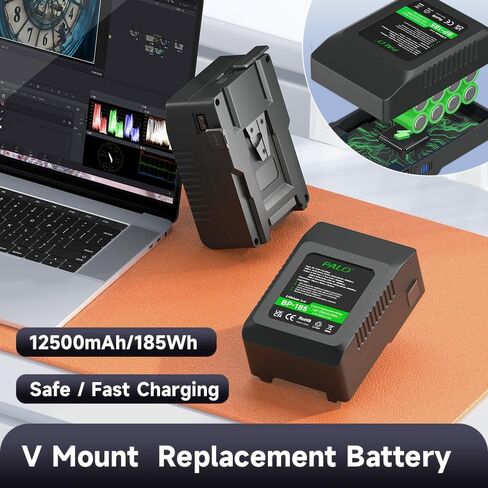 185Wh V Mount Battery 12500mAh V Lock Battery Support PD 60W Fast Charging with USB-C, D-TAP, USB-A, AC Output Port for Video Broadcast Camera Camcorder Monitor Video Light in Kuwait