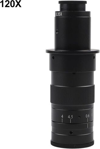 Industrial C-Mount Zoom Lens 0.7-4.5X for Microscope Camera, Alloy Monocular Lens for Electronic PCB Jewelry Analysis(120X) in Kuwait