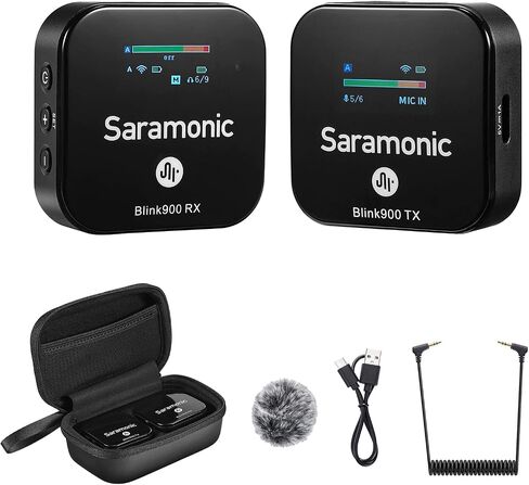 Saramonic Blink900 B1 Wireless Lavalier Microphone System & 656ft Wireless Range & OLED Screen for Canon Nikon DSLR Camera, Camcorder, for Interview, Vlogging, Tiktok, YouTube Video, News Gathering in Kuwait