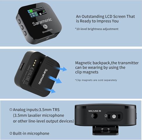 Saramonic Blink900 B1 Wireless Lavalier Microphone System & 656ft Wireless Range & OLED Screen for Canon Nikon DSLR Camera, Camcorder, for Interview, Vlogging, Tiktok, YouTube Video, News Gathering in Kuwait