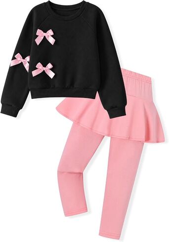 Girls Clothes 2 Piece Outfit Long Sleeve Top + Cute Pants Girls Spring and Fall Outfits, Sizes 4-8 Years in Kuwait