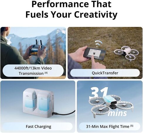DJI Flip (RC-N3) Bundle with 128GB Micro SD Card& Propeller Guard Ring& Strobe Light - Drone With 4K UHD Camera for Adults, Under 249g, Palm Takeoff, Auto Return, 31-Min Flight Time in Kuwait