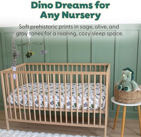 The Peanutshell Dinosaur 4pk Fitted Crib Sheet Set - Soft Microfiber & Breathable Baby Crib Sheets Boy, Fits Standard Mattress 52x28, Infant & Toddler Bed Sheets in Kuwait