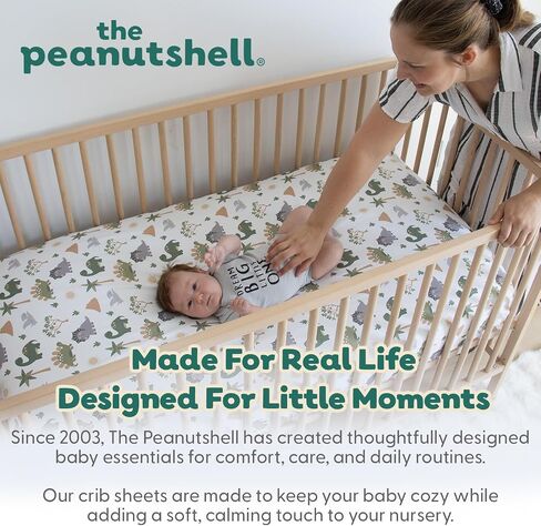 The Peanutshell Dinosaur 4pk Fitted Crib Sheet Set - Soft Microfiber & Breathable Baby Crib Sheets Boy, Fits Standard Mattress 52x28, Infant & Toddler Bed Sheets in Kuwait