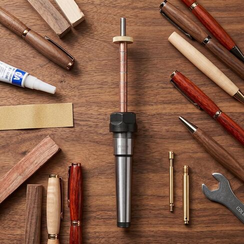 Woodturning Pen Mandrel, Stainless Steel Morse No 2 Taper Shank, with Smooth Surface for Woodworking Lathe Accessories in Kuwait