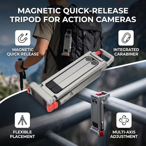 Dpofirs Magnetic Tripod, Action Camera Tripod Stand with and Adjustable Hook, 3 Way Pivot Head, 1 4 Inch Thread, for Action 6 and Nano Cameras in Kuwait