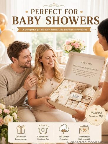 Newborn Baby Gift Set, 8-Piece Cotton Baby Clothes Gift Box for 0-3 Months and 3-6 Months, Baby Shower Welcome Gift in Kuwait