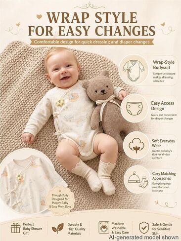 Newborn Baby Gift Set, 8-Piece Cotton Baby Clothes Gift Box for 0-3 Months and 3-6 Months, Baby Shower Welcome Gift in Kuwait