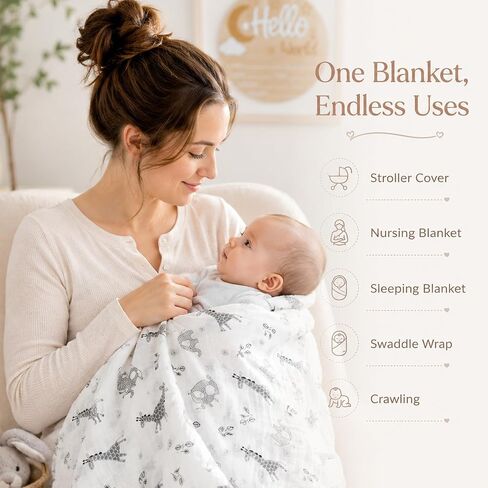 Golray Baby Gift Set for Newborn Boys & Girls, 8 Piece Basket with Cotton Wrap Footed Onesie, Muslin Swaddle Blanket, Bib, Hat, Baby Shoes, Plush Bunny, Milestone Card & Gift Box in Kuwait
