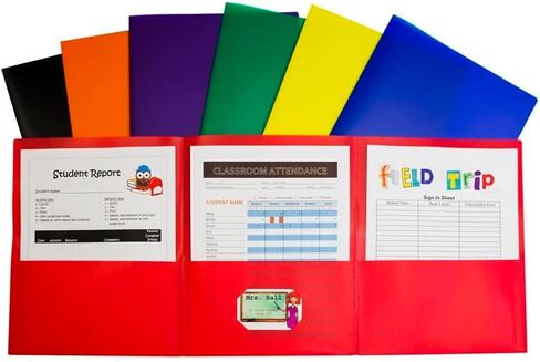 Casafoyer 3-Pocket Tri-Fold Heavyweight Poly Portfolios, Assorted Colors, Pack of 24 (33940-24) in Kuwait