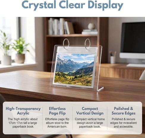 Alipis 2pcs Acrylic Desktop Picture Holder with Flip Photo Album Structure, Visibility and Polished Edge, Smooth Feel Multipurpose Photo Frame for Living Room or Workspace in Kuwait