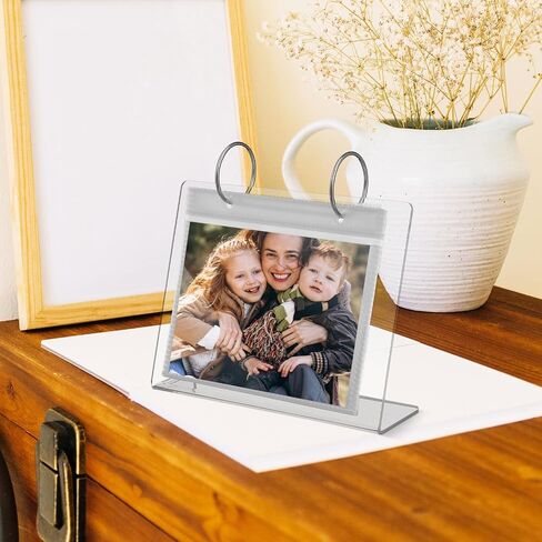 Alipis 2pcs Acrylic Desktop Picture Holder with Flip Photo Album Structure, Visibility and Polished Edge, Smooth Feel Multipurpose Photo Frame for Living Room or Workspace in Kuwait