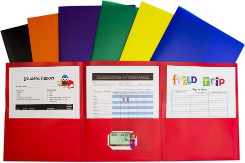 Casafoyer 3-Pocket Tri-Fold Heavyweight Poly Portfolios, Assorted Colors, Pack of 24 (33940-24) in Kuwait