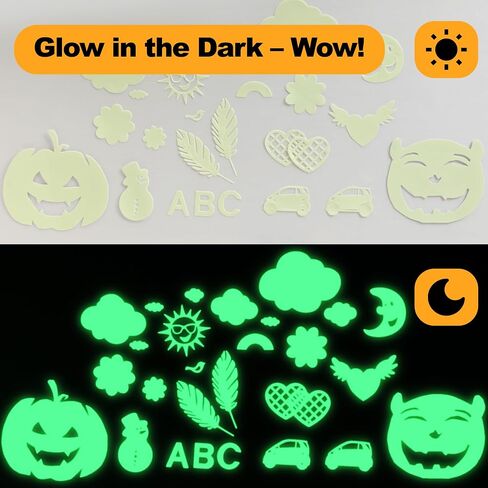 Extra Bright Glow in the Dark (Photoluminescent) Papers, Strong Adhesive, DIY Stickers for Stairs, Light Switch, Furniture, Night Safety, Wall, Ceiling and Bedroom Decoration, A5 Size* 6 Sheets in Kuwait