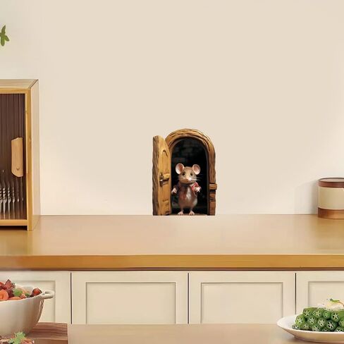 3D Mouse Hole 2-piece Wall Decoration Stickers, Vinyl Waterproof Stickers, Suitable for Smooth Surfaces Such as car Bumpers, laptops, Glass, Walls, etc. LSDA018 in Kuwait