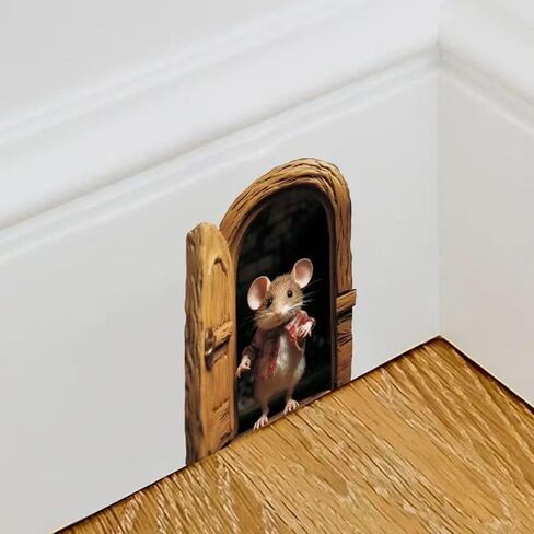 3D Mouse Hole 2-piece Wall Decoration Stickers, Vinyl Waterproof Stickers, Suitable for Smooth Surfaces Such as car Bumpers, laptops, Glass, Walls, etc. LSDA018 in Kuwait