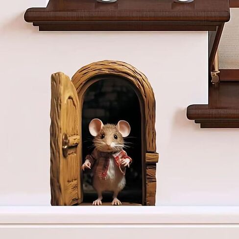 3D Mouse Hole 2-piece Wall Decoration Stickers, Vinyl Waterproof Stickers, Suitable for Smooth Surfaces Such as car Bumpers, laptops, Glass, Walls, etc. LSDA018 in Kuwait