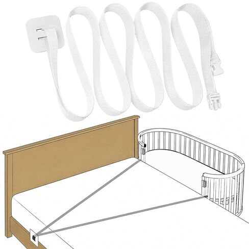 600cm x 2.5cm Strap For Baby Bed Side Cot Attachment, Bedside Sleeper Crib Delight Bassinet Safety Secure Fixed Strap Replacement with Anchor For Docking To The Adult Attachment Bed System Accessories in Kuwait