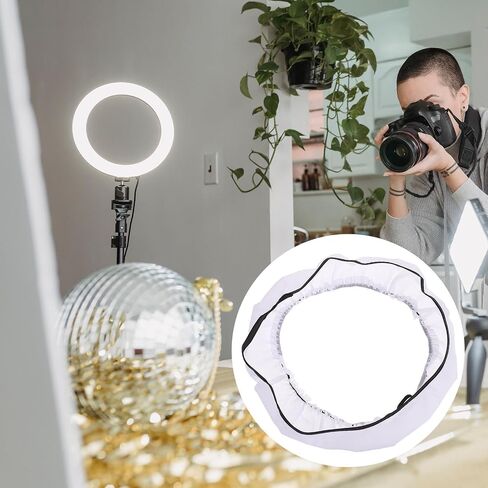 OSALADI 14 Inch Foldable Ring Light Diffuser for Photography and Video Nylon Material Low Loss and Stable Color Temperature Compatible Fluorescent Flash Light in Kuwait