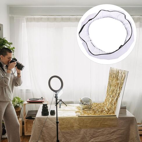 OSALADI 14 Inch Foldable Ring Light Diffuser for Photography and Video Nylon Material Low Loss and Stable Color Temperature Compatible Fluorescent Flash Light in Kuwait