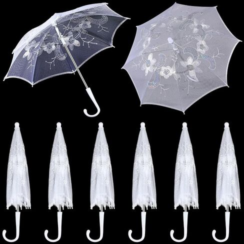 19.7 Inch Mini Lace Umbrella Bulk Sequins Embroidery Parasol Vintage Bridal Lace Decorative Umbrella for Tea Party Wedding Party Baby Shower Photography Prop in Kuwait