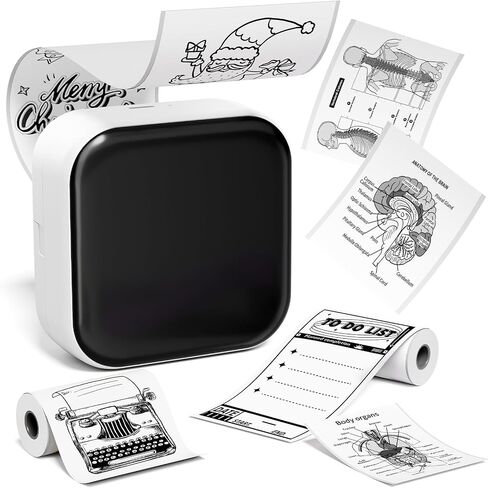 Ponek Print Pod Mini Sticker Printer, Mini Thermal Printer M02X, Stickers Maker Machine for Kids, Student, Family, Pocket Photo Printers, White in Kuwait