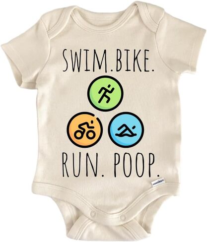 Swim Bike Run Triathlon - Baby Boy Girl Clothes Bodysuit Funny Cute in Kuwait