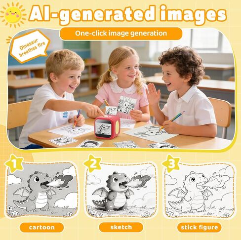AI Voice Sticker Maker, 3.5inch Touchscreen, No App, Kids Gift, Red in Kuwait