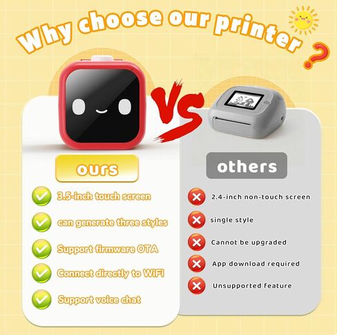 AI Voice Sticker Maker, 3.5inch Touchscreen, No App, Kids Gift, Red in Kuwait