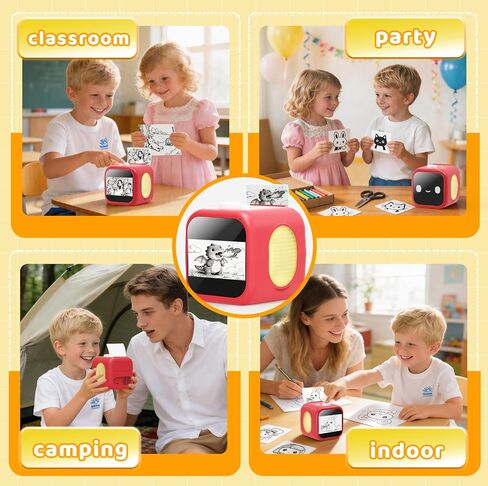 AI Voice Sticker Maker, 3.5inch Touchscreen, No App, Kids Gift, Red in Kuwait