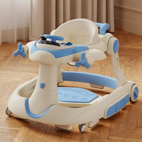 Kinder King 8-in-1 Baby Walker with Music & Lights, 3 Level Adjustable Height, Foldable Toddler Walker with Speed Adjustable Wheels, Easy to Clean, Baby Walkers for Boys & Girls 6-18 Months in Kuwait