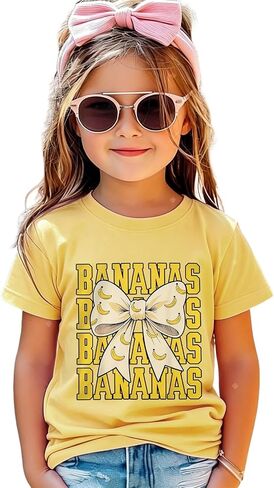 GLIGLITTR Toddler Girl Baseball Shirt Kids Game Day Short Sleeve T-Shirt Baseball Team Fan Outfit Banana Graphic Tee Tops in Kuwait