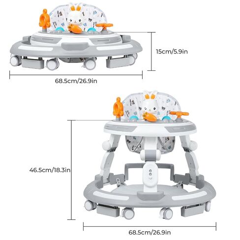 Baby Walker with Wheels - Foldable Baby Walker,4-in-1 Baby Walkers for Boys and Girls 6-12 Months, Infant Walker with Adjustable Height, Baby Activity Walker with Toys, Music, Lights, Anti-Rollover in Kuwait