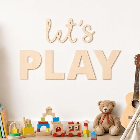Let's Play Wooden Sign, Boys Playroom Wall Decor, Wall Plaques Decoration for Play Room in Kuwait