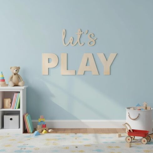 Let's Play Wooden Sign, Boys Playroom Wall Decor, Wall Plaques Decoration for Play Room in Kuwait