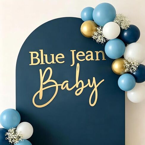 Blue Jean baby Sign for Backdrop,Acrylic Mirror Baby Shower Decorations,a Little Denim Baby Is On The Way Decorations for Birthday Party Decoration Welcome Boy or Girl Blue Jean Clothes Pregnancy Party Decorations in Kuwait