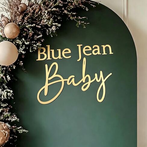 Blue Jean baby Sign for Backdrop,Acrylic Mirror Baby Shower Decorations,a Little Denim Baby Is On The Way Decorations for Birthday Party Decoration Welcome Boy or Girl Blue Jean Clothes Pregnancy Party Decorations in Kuwait