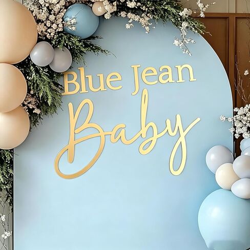 Blue Jean baby Sign for Backdrop,Acrylic Mirror Baby Shower Decorations,a Little Denim Baby Is On The Way Decorations for Birthday Party Decoration Welcome Boy or Girl Blue Jean Clothes Pregnancy Party Decorations in Kuwait