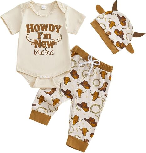 GOOCHEER Newborn Baby Boy Clothes Crawfish Short Sleeve Romper Shirt Top Pants Hat Set Summer Outfits in Kuwait