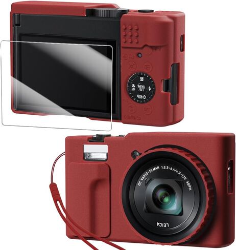 Silicone Case for Panasonic LUMIX ZS99 Digital Camera with with Removable Lens Cover and Screen Protector and a Lanyard for Panasonic LUMIX ZS99 Accessories -(Orange) in Saudi Arabia
