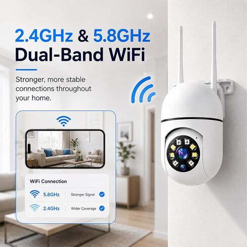 Hawkray 2 Pack Indoor Home Security Camera, Plug-in WiFi, 2.4&5GHz Dual Band, 360° Pan Tilt, Color Night Vision, Two-Way Audio in Kuwait