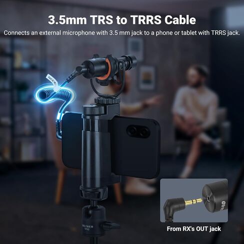 NEEWER 2 Pack Aux Cable Set, 3.5mm TRS Male to TRRS Male Coiled Cable Compatible with DJI Mic Rode Wireless GO II Hollyland Lark NEEWER CM28 CM31 Microphone iPhone iPad Android Tablet Smartphone, LM18 in Kuwait