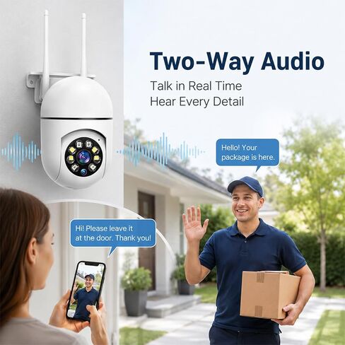 Hawkray 2 Pack Indoor Home Security Camera, Plug-in WiFi, 2.4&5GHz Dual Band, 360° Pan Tilt, Color Night Vision, Two-Way Audio in Kuwait