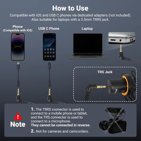 NEEWER 2 Pack Aux Cable Set, 3.5mm TRS Male to TRRS Male Coiled Cable Compatible with DJI Mic Rode Wireless GO II Hollyland Lark NEEWER CM28 CM31 Microphone iPhone iPad Android Tablet Smartphone, LM18 in Kuwait