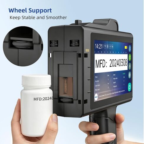 WILLITA 0.5 Inch Portable Handheld Inkjet Printer Gun Newly Upgraded with 5 Inch Capacitive Touchscreen Mini Hand Held Printer for Text Date GS1 Barcode QR Code Batch Number Logo Image On Any Surface in Kuwait